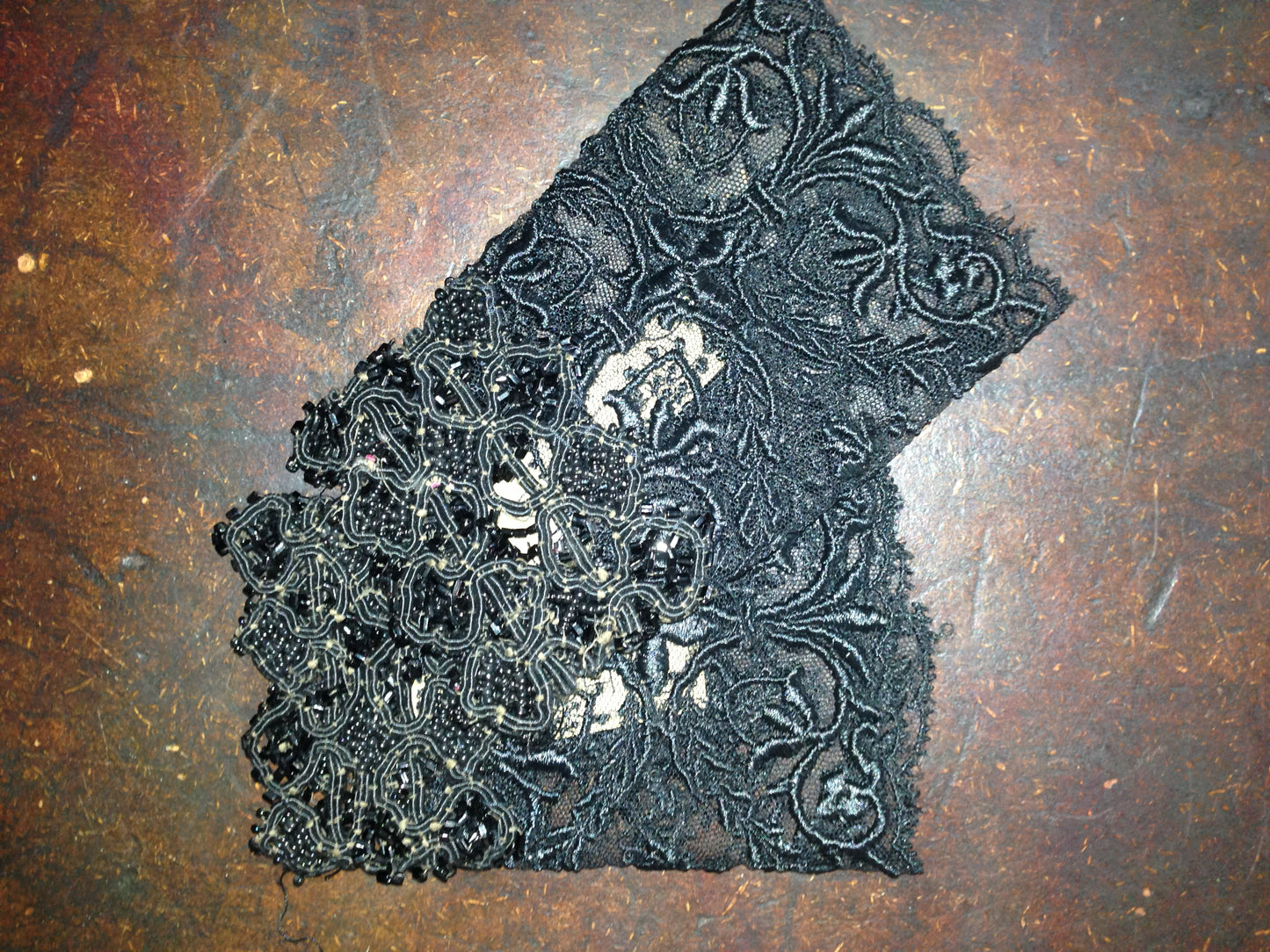 Black Embroidered ribbon with beaded