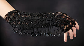 Black Beaded Lace Arm Sleeve – Gothic Statement