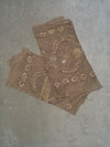 Vintage Embroidered Tan Lace Fingerless Gloves for Women