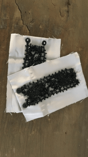 Grey and Gold Faille with Fringe Edges and Black Beaded Cuff