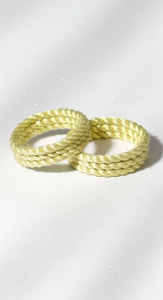 Gold bouillon twisted cord as ring
